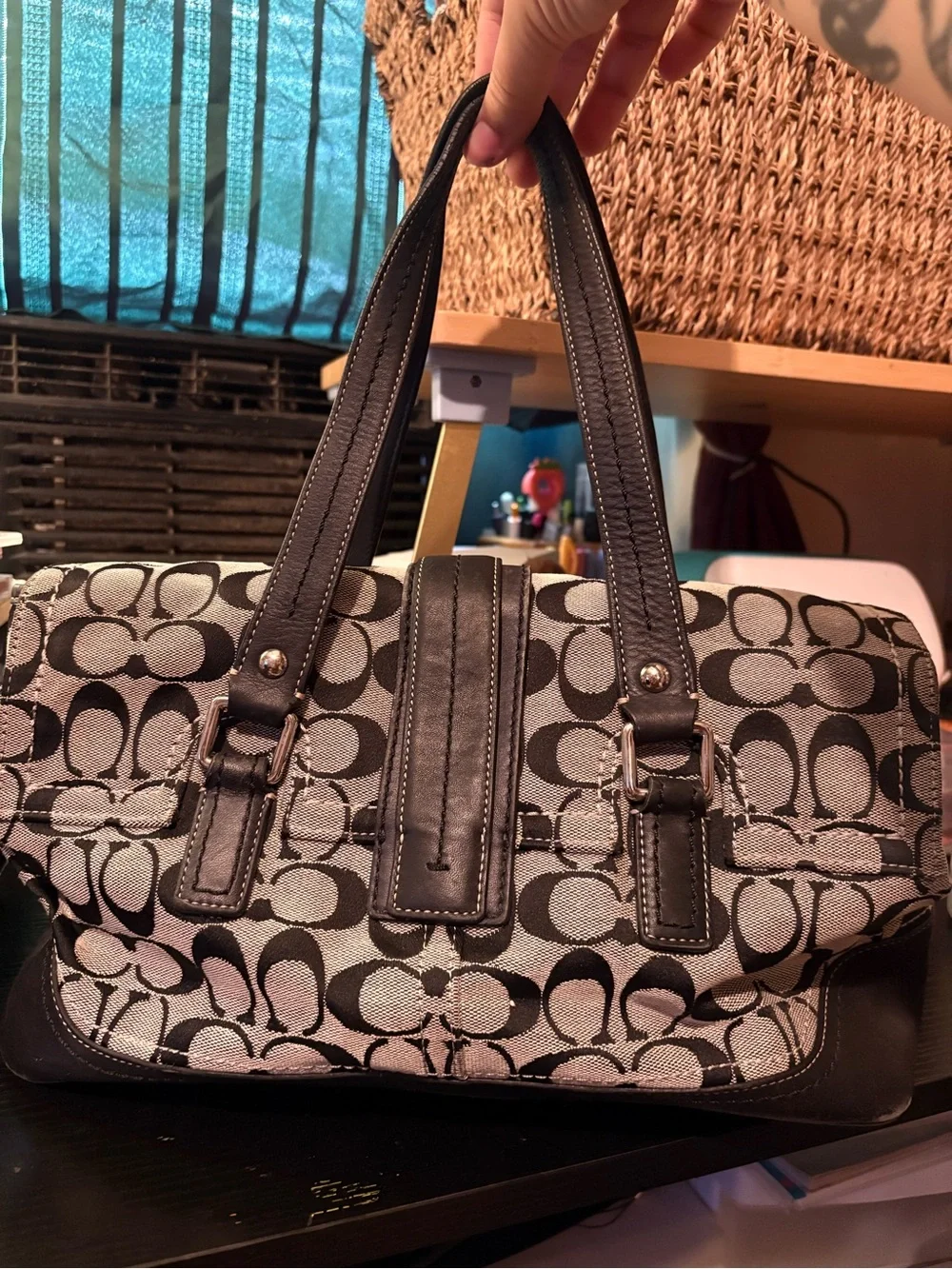 Coach Black and Gray Shoulder Bag